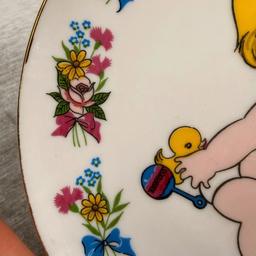 Vintage 1974 Chadwick-Miller Baby Teddy Bear Decorative Plate Japan 7.5 Inch